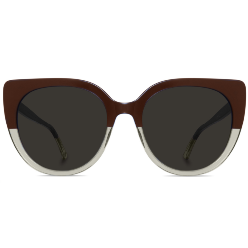 Brown and transparent two toned sunglasses with brown lenses