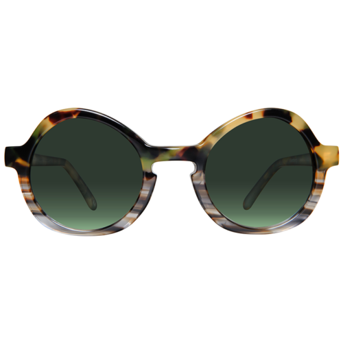 Round sunglasses with green lenses