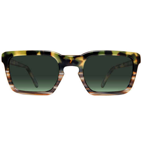 Squared sunglasses with green lenses
